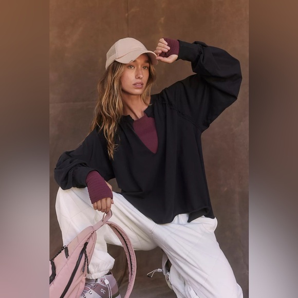 FP Movement by Free People Tops - NEW Free People Movement Reflect LS Layer Tee Black Boho Lagenlook Athleisure L